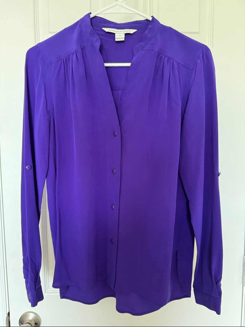Diane Von Furstenberg Vibrant Purple Button-Down Blouse